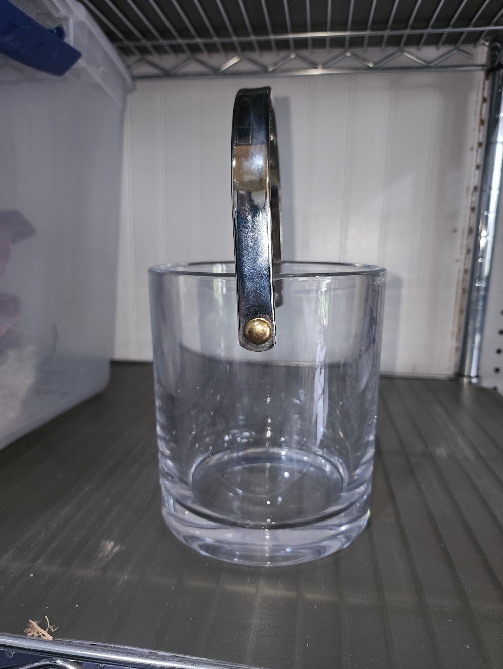 RALPH LAUREN CRYSTAL ICE BUCKET CLEAR WITH GOLD METAL HANDLE CLASSIC CREST LOGO - Picture 6 of 8